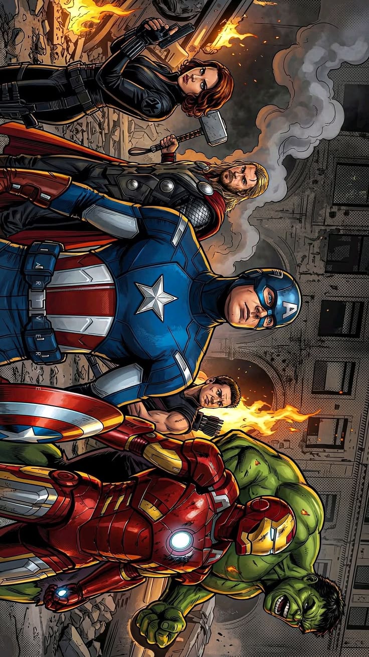 Marvel superheroes assembled together